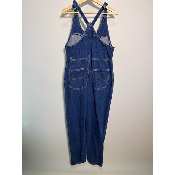 Vintage Lee Denim Overalls Women’s 11/12  Cross Back Bib Button Front Jumpsuit - Picture 6 of 7